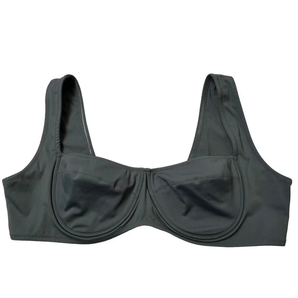 SKIMS Shaping Swim Underwire Bikini Top +‎ Dipped Bikini Bottom Gunmetal 4X